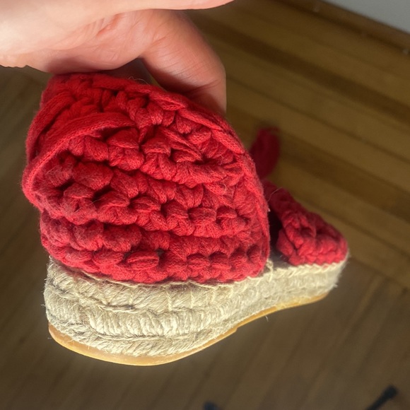 Red Crochet Espadrille Flats - Picture 5 of 5